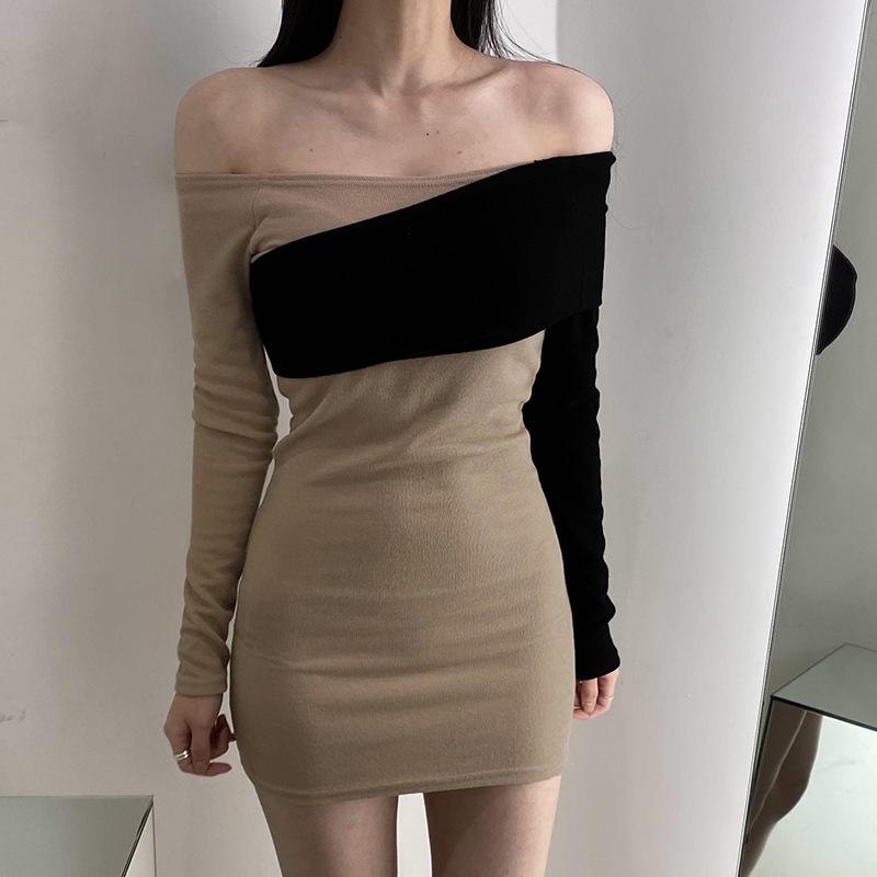 women s stitching strapless neckline dress nihaostyles clothing wholesale NSSSN75243