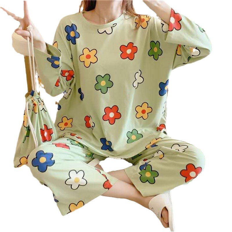 Pijamas de manga larga de las mujeres de primavera y otoño más tamaño pijamas de verano de las mujeres ropa de abrigo estilo coreano pijamas de las mujeres más tamaño traje de desgaste para el hogar image 6