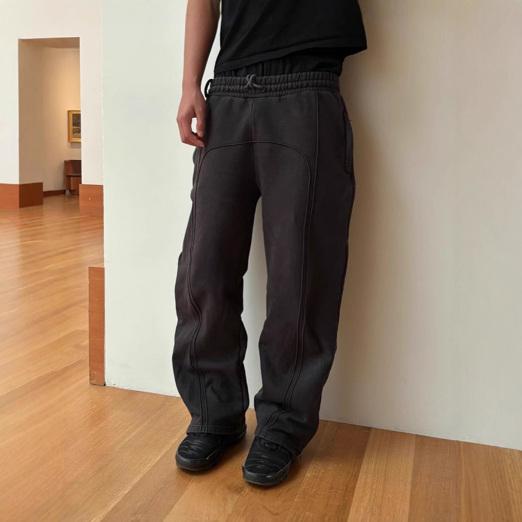 European and American Foreign Trade Cross-Border Elastic Drawstring Sweatpants Casual Long Pants High Street Hip-Hop Rap Streetwear Y2K Outfit