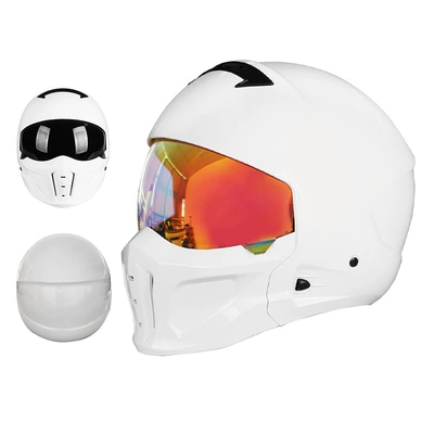 Motorcycle Helmet Full-Face Electric Motorcycle Motosiklet kaskı (dəbilqə) - 856-extra-white-second-generation-colorful-mirror-m55-56