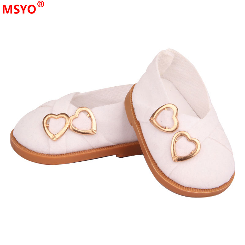 18 pulgadas American Girl muñeca zapatos 43cm muñeca lindo arco amor lentejuelas zapatos muñeca zapatos de lona