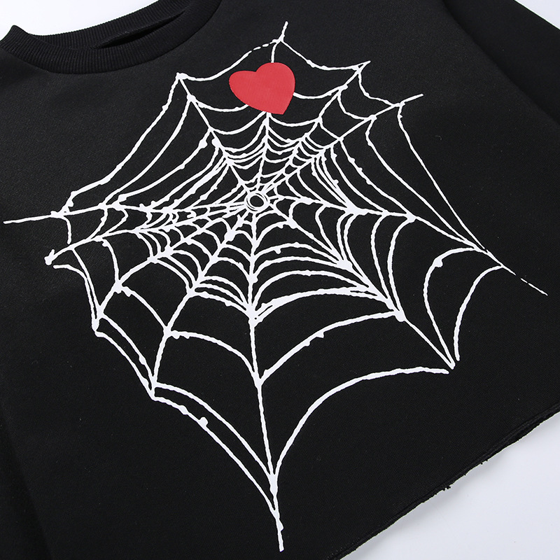 Diablo Style Spider Web Love Print Long-Sleeved T-Shirt NSGYB98508