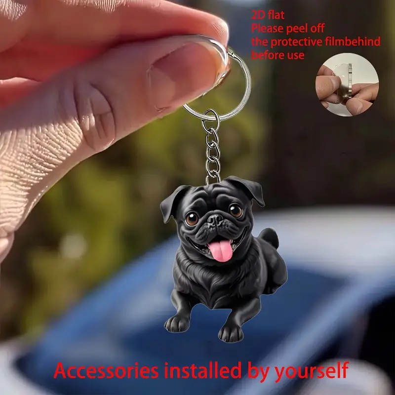 Amazon furioso gato negro perro negro animado animal acrílico plano pequeño colgante de automóvil interior acrílico