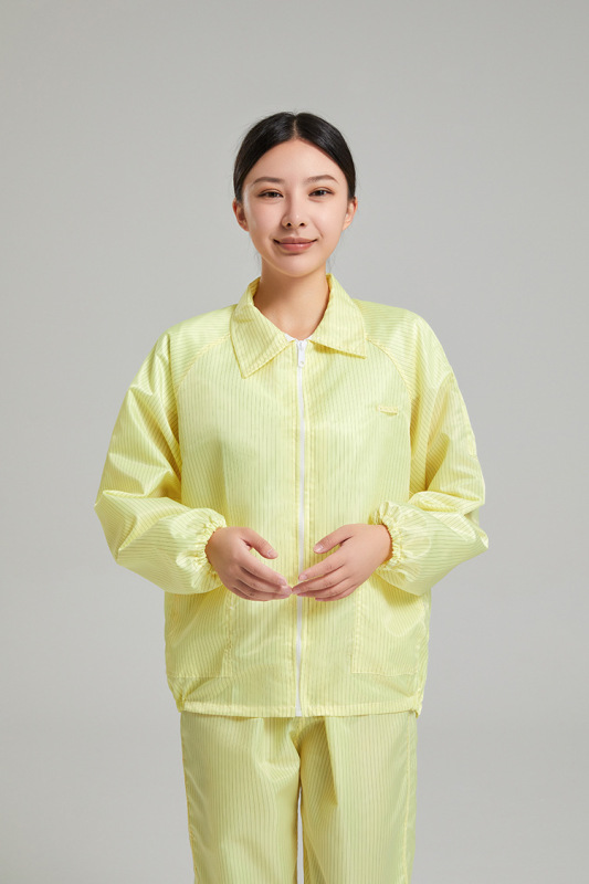 帯電防止服、防塵作業場クリーン服、フード付きワンピース服、食品電子工場コート、ストライプ防塵分割服|undefined