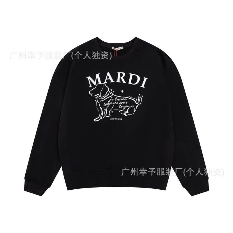 现货潮牌韩国Mardi卫衣金高银同款潮牌小雏菊印花腊肠狗圆领上衣|undefined