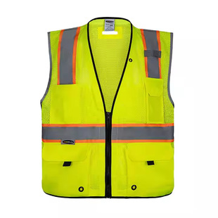 Export to the United States Multi-pocket Padded Cloth Safety Vest Reflective Safety Work Clothes for Road Construction