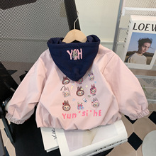 女宝宝春秋装洋气拉布布外套2025新款女小童韩版秋款连帽开衫上衣