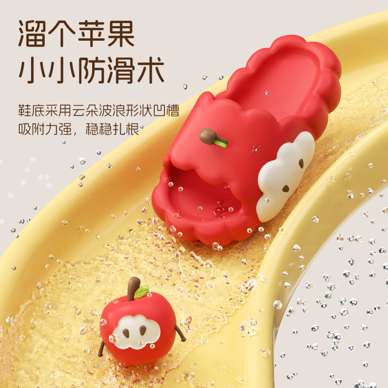 Lidani Yuanyang アップルスリッパ女性の漫画かわいいノンスリップホームカップルバスルーム入浴 EVA スリッパ|undefined