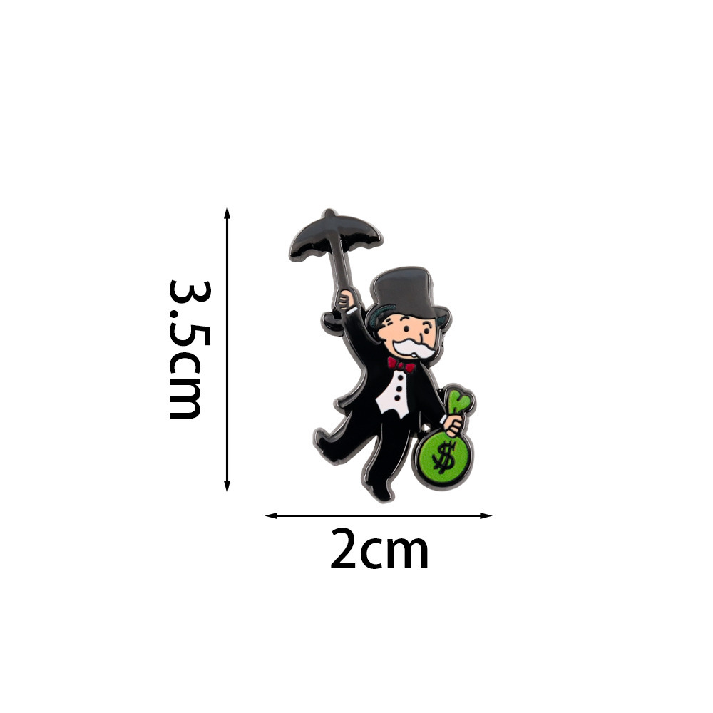 Monopoly Brooch, Uncle Badge Holding a Money Bag, Backpack Pendant, Clothing Accessory, Fun Gift