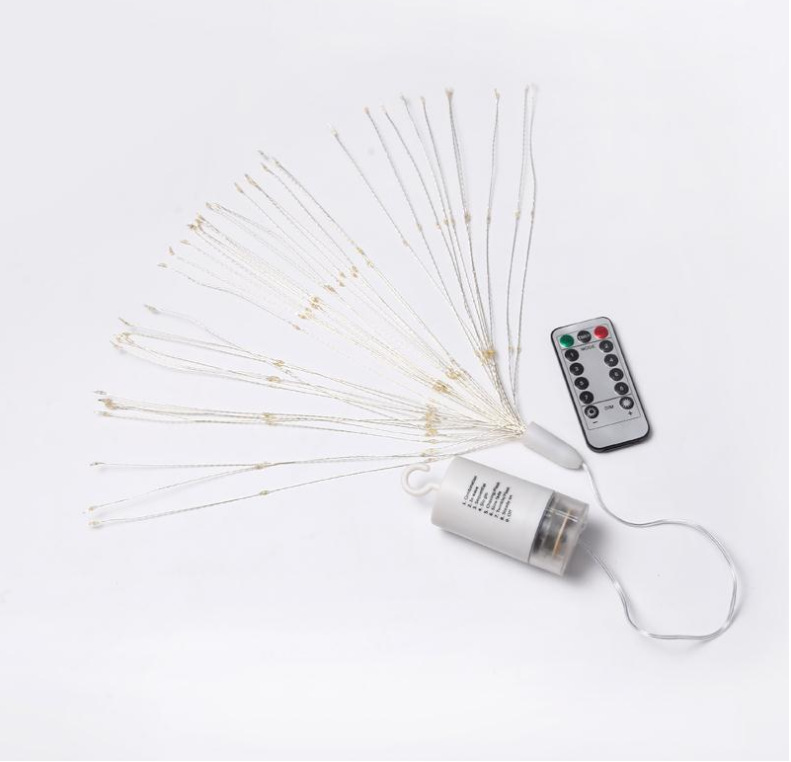led煙花燈聖誕節露營天幕裝飾燈滿天星遙控4AA電池蒲公英銅線燈