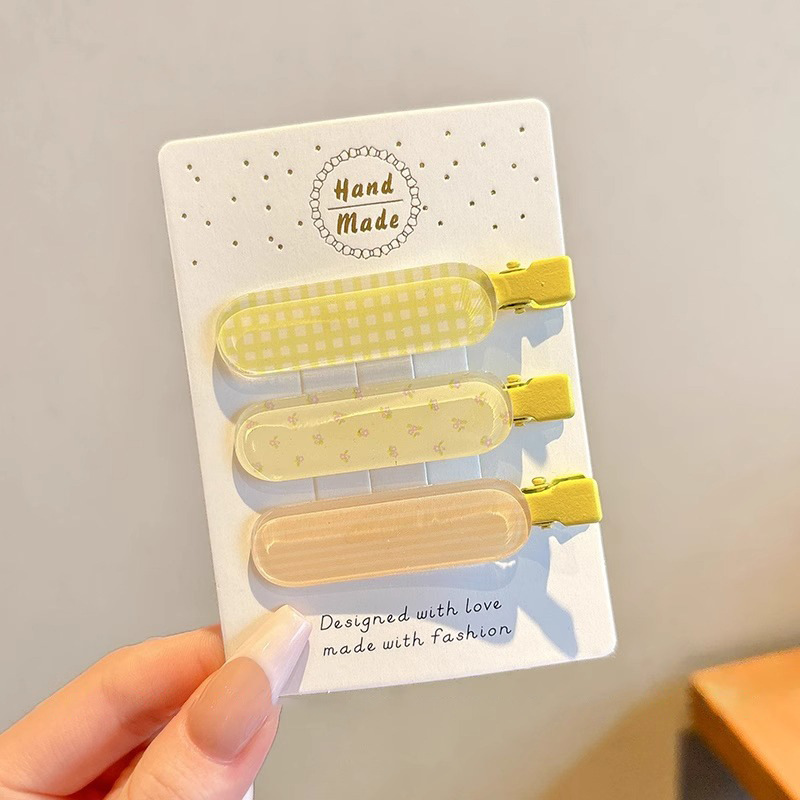 Coreano dulce gelatina flor triturada ondulación puntuación cuadricada clips para el cabello de los niños adorables sin marcas laterales clips para el cabello