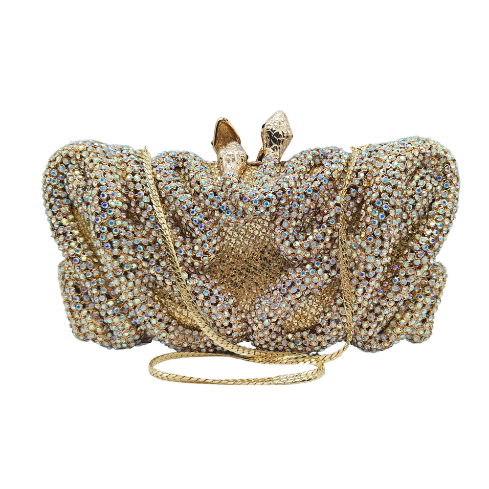 Túi xách tay nữ đính đá rhinestone lấp lánh dự tiệc — Vàng AB, Bạc AB, Đế vàng kim cương, Cá tính đặt làm