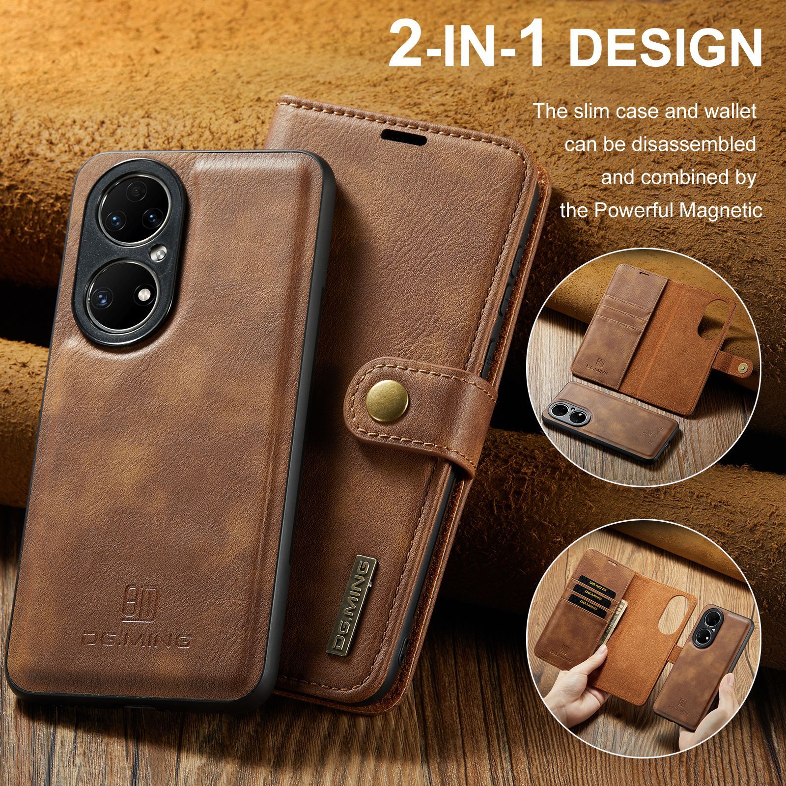 Magnetische Handyhülle Aus Leder Für Huawei P50 Und P50 Pro_voghion.com