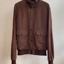 2025年BC秋冬男装小羊皮夹克外套男潮砖红色爆款工装
