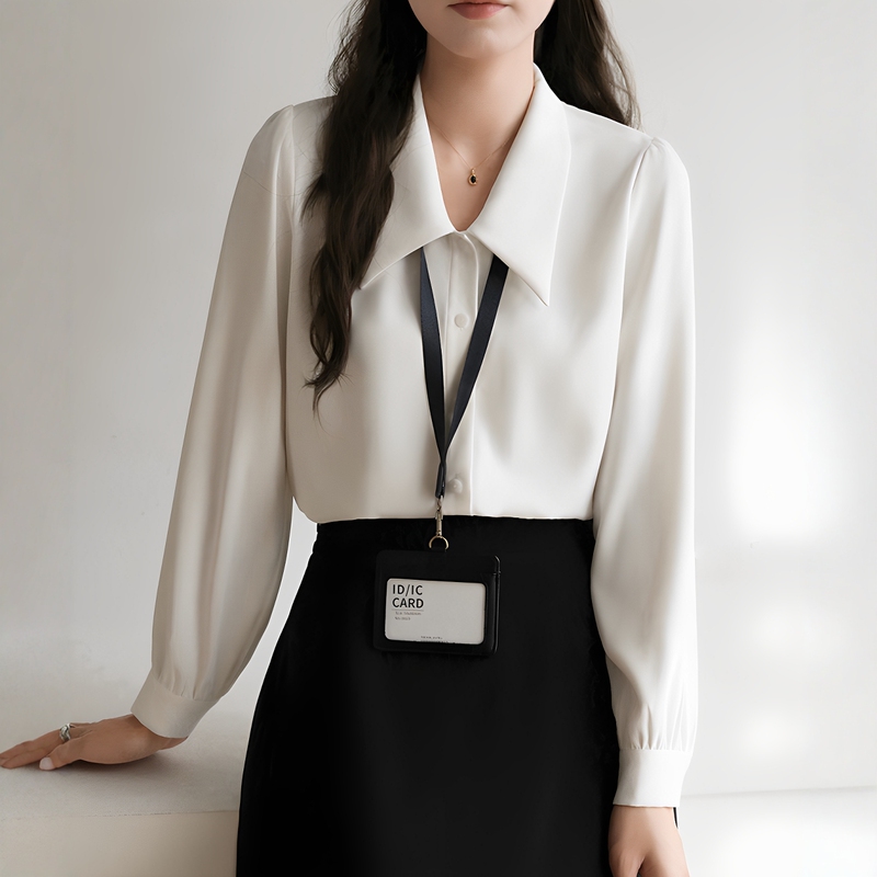 White Chiffon Shirt Women's Long-Sleeved Autum New Professional Formal Teacher Civil Servant Clothing Career Interview Outfit