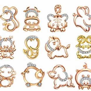 Chinese Trend Twelve Zodiac Necklace Inlaid with Zircon Jade Pendant Personalized Versatile Copper 925 Silver Material Customization
