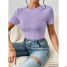 W 18652 Patchwork Long Sleeve Round Neck T-Shirt ƴ�N�L��T��