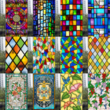 歐式教堂窗花紙復古美式彩色玻璃貼紙浴室貼膜窗戶貼紙透光不透明