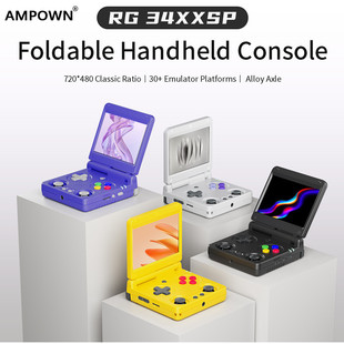 Ampown Rg34Xxsp Foldableing Flip Retro Handheld Game Console Can Be Wirelessly Connected to Play Game Consoles