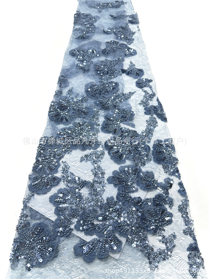 3D estereoscópio contraposición perlas tela de encaje vestido de boda ropa de moda tela de vestido comercio exterior transfronterizo mayorista image 14