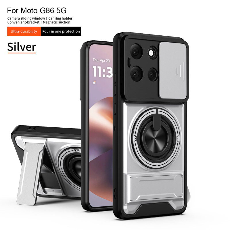 Suitable for Moto G86 New Product Shunjia Two-In-One Mobile Phone Case with Magnetic Charging and Portable Ring Folding Stand