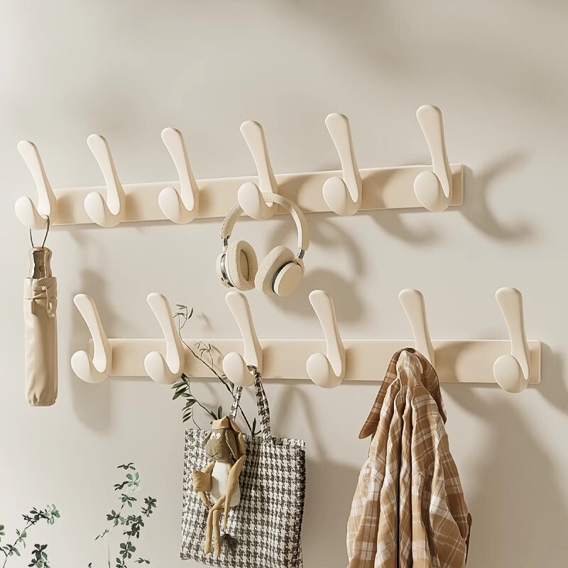 Space Aluminum Cream Fat Head Fish Clothes Hook No Punch Entry Coat Hook Wall Hanging Hanging Clothes Hanging Rack
