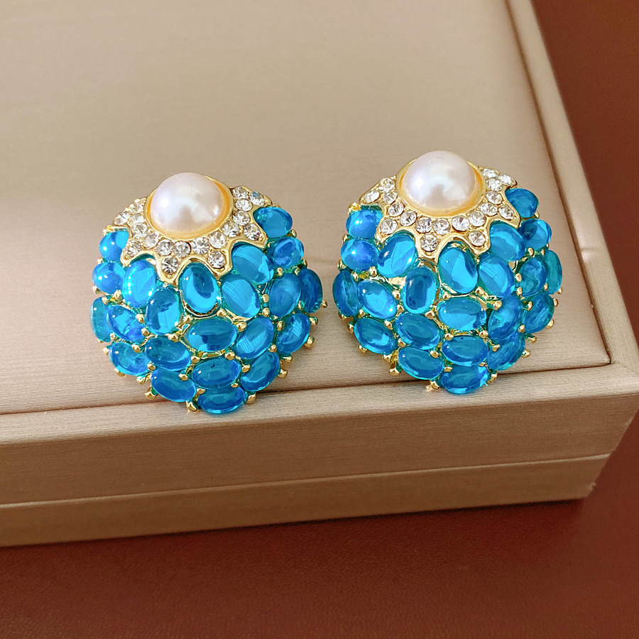 Medieval vintage aguja de plata diamantes perlas pendientes retro exquisitos pendientes de nicho ligero lujo alta sensación de pendientes image 8