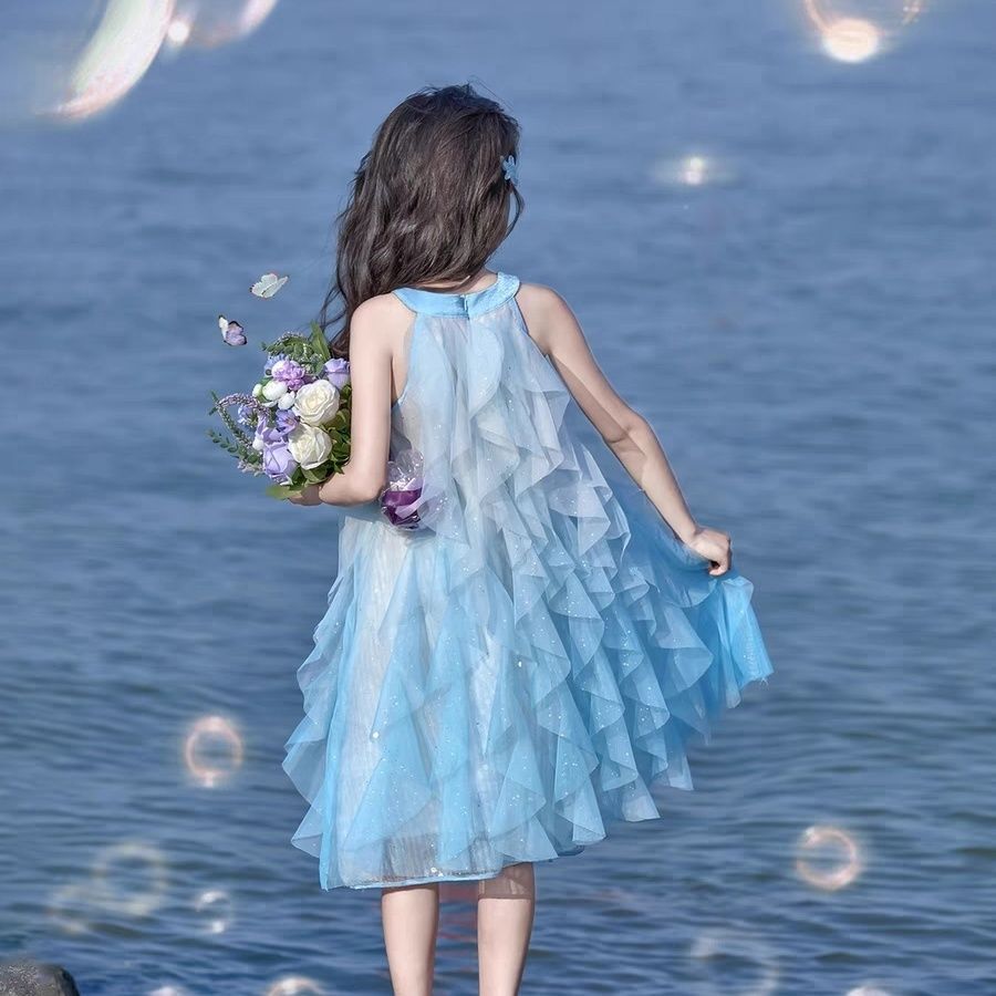 Girls Summer Princess Style Dress 2025 New Summer Clothes Children's Sleeveless Baby Dress Skirt Dress