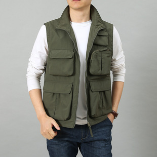 Spring, autumn and summer thin multi-pocket vest outdoor fishing vest quick-drying plus size casual waistcoat for young and middle-aged New