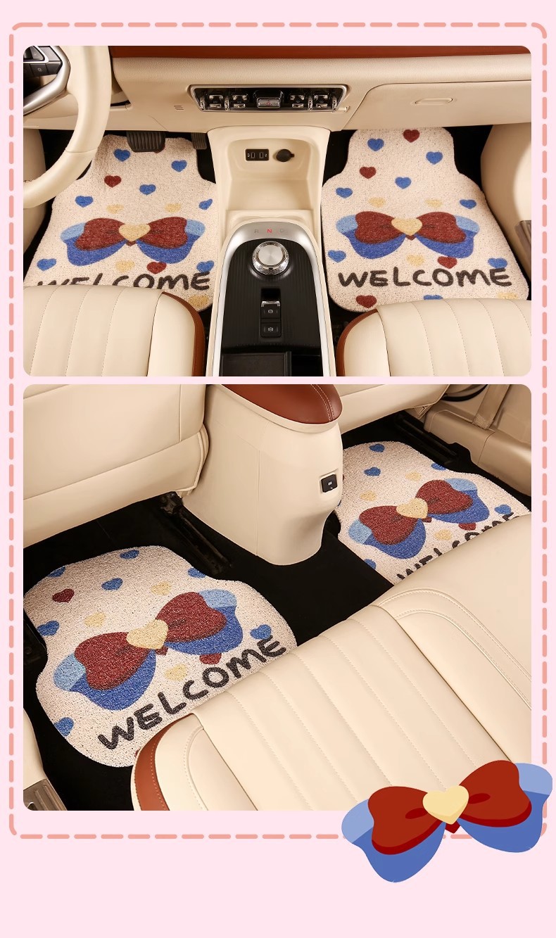 Cute Cartoon Car Floor Mat Silk Loop Single Piece High-End Car Interior Anti-Dirt Carpet Protective Mat Thickened Universal for Girls
