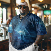 春夏欧美大码POLO短袖男装衬衫口袋款3D数码印花跨境外贸小众潮流