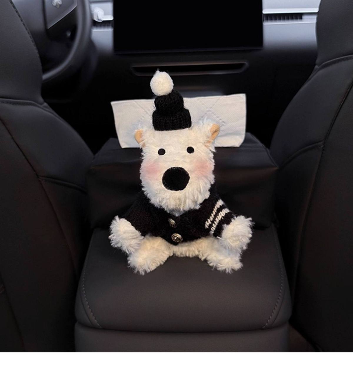 New West Highland Car Armrest Box Tissue Box Storage Car Tissue Holder Seat Tissue Bag Decoration Cute for Women