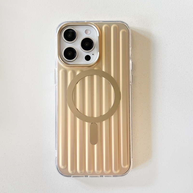 オリジナルのトレンドブランド立体型スーツケース型マグネット充電iPhone17Promax用スマホケース、耐衝撃16/15対応|undefined