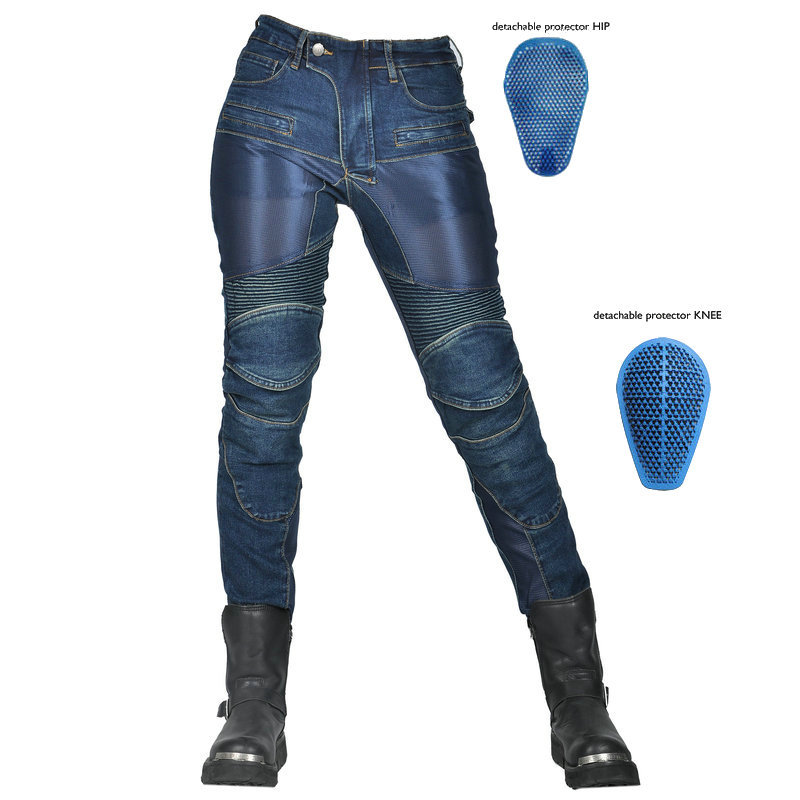 VOLERO JES-4 motocicleta Denim ciclismo Pantalones mujer Caballero verano malla transpirable motocicleta anti-caída Pantalones