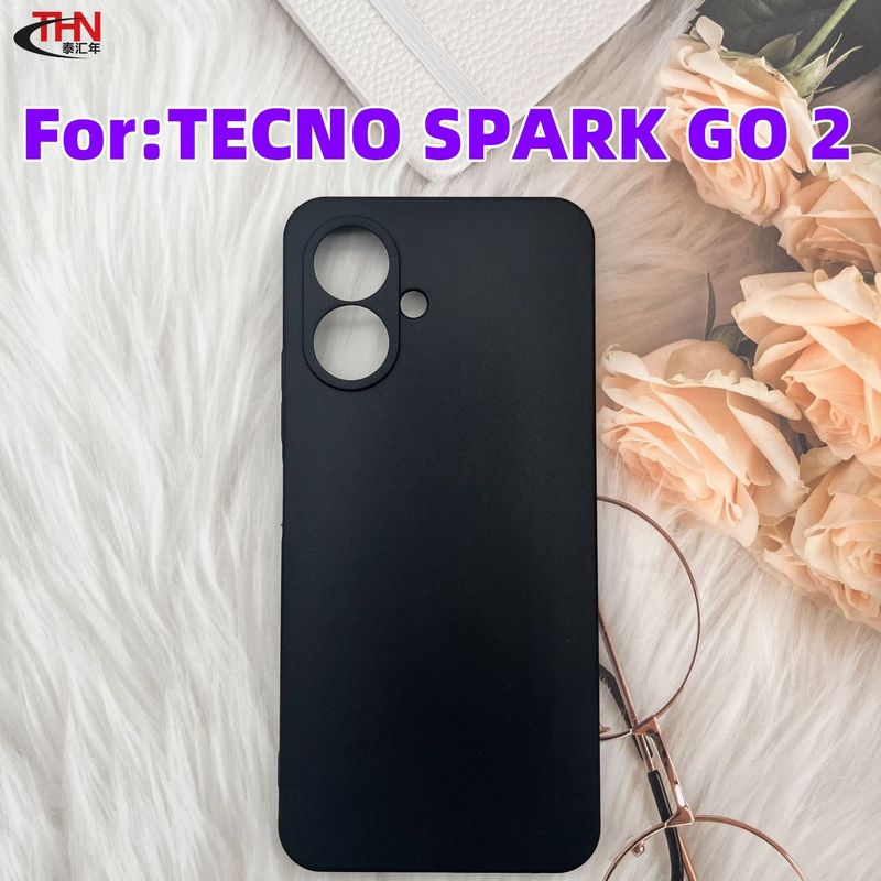 TECNO SPARK GO 2 携帯電話保護カバーに適したフルフロストレザーカバー塗装ブラック素材ソフトシェル|undefined