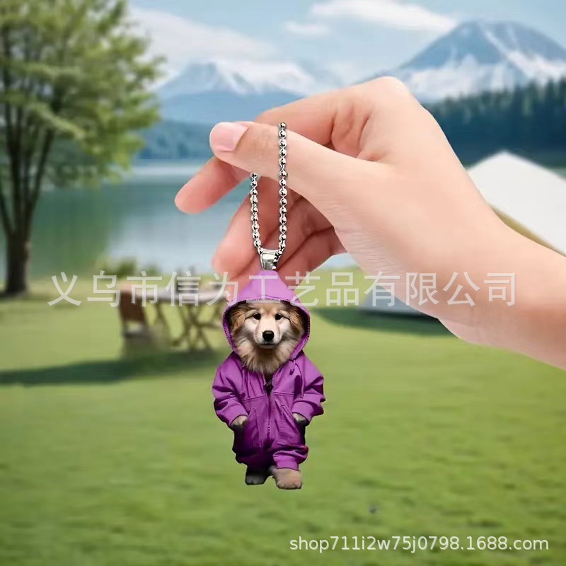 Cross-border nuevo creativo 2D lindos perros de peluche cachorro hombre mochila colgante acrílico colgante de automóvil