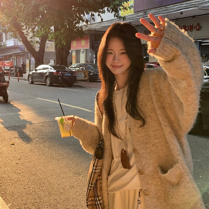 小仙倪子软糯针织衫女秋季超好看绝美宽松毛衣开衫中长款上衣外套|undefined