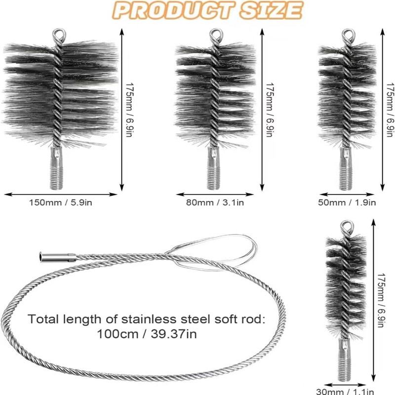 Cepillo de caldera de alambre de acero Cepillo de chimenea Cepillo de limpieza y pulido de tuberías Cepillo de tubería de mango largo industrial Ventas directas de fábrica