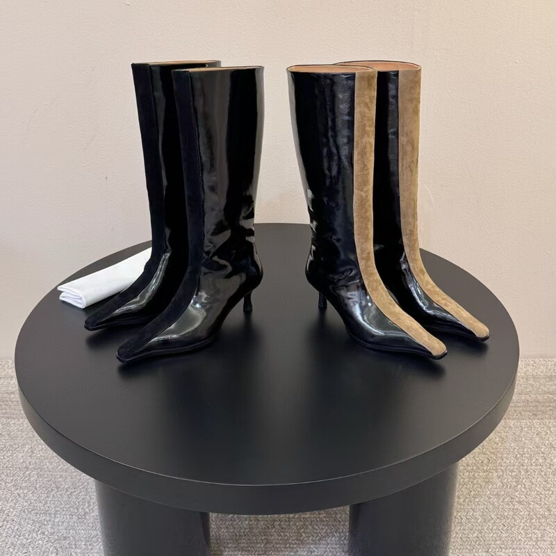 2026 Women's Knee-High Boots with Small Heel and Wide Shaft, Pointed Toe, Slim Heel, High-Tube Boots for Petite Women 2026 Women's Knee-High Boots with Small Heel and Wide Shaft, Pointed Toe, Slim Heel, High-Tube Boots for Petite Women