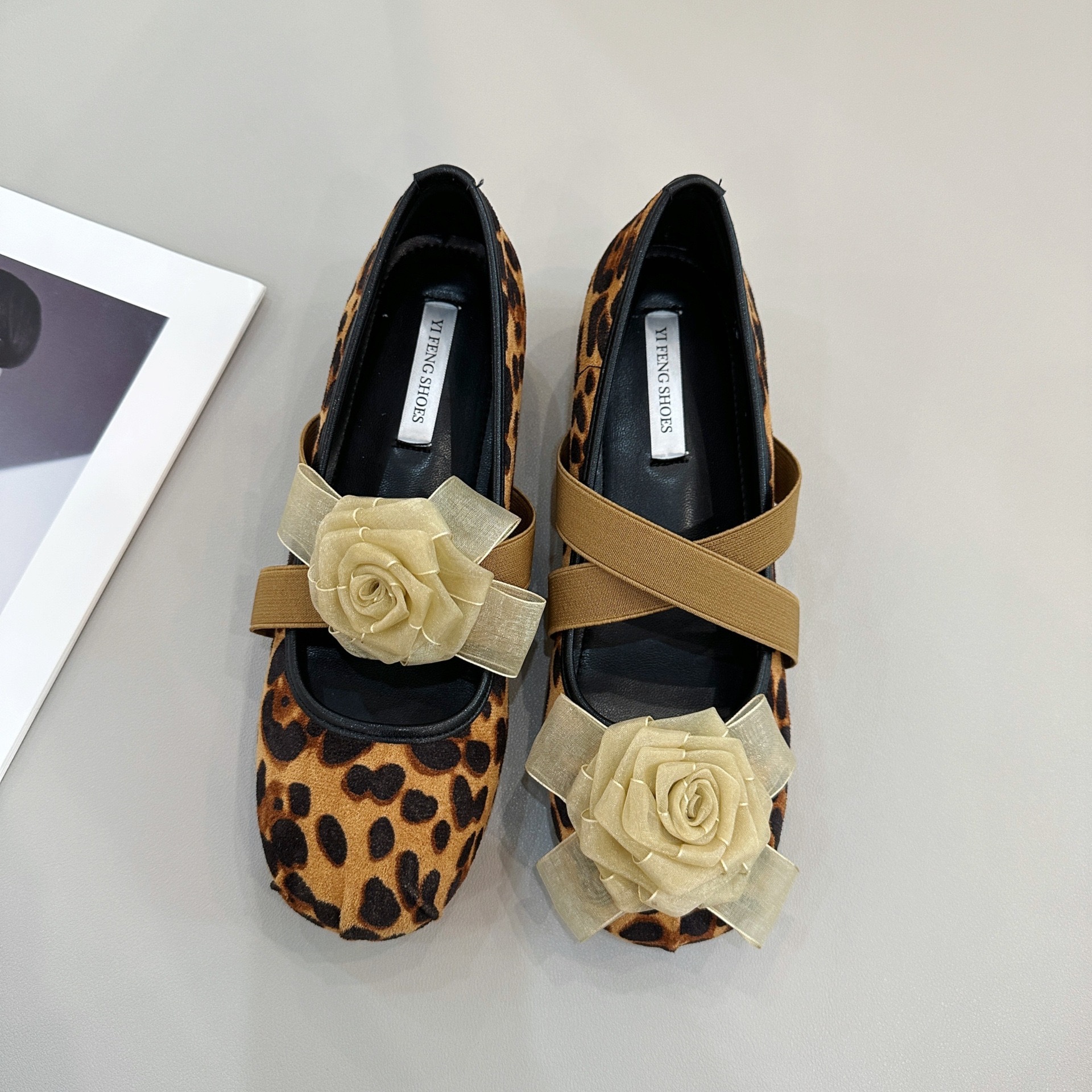 Pequeño aumento de 5cm de altura de piel de cabra rosa de cuero real, zapatos de ballet de mujer super suave