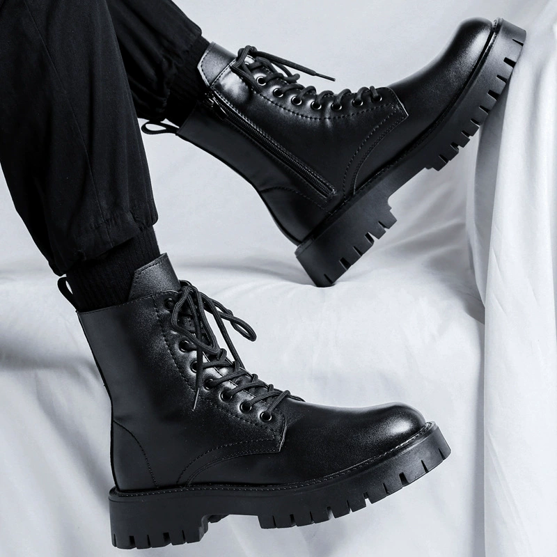 Британский стиль черные ботинки Martin мужские пинс крутая боковая молния