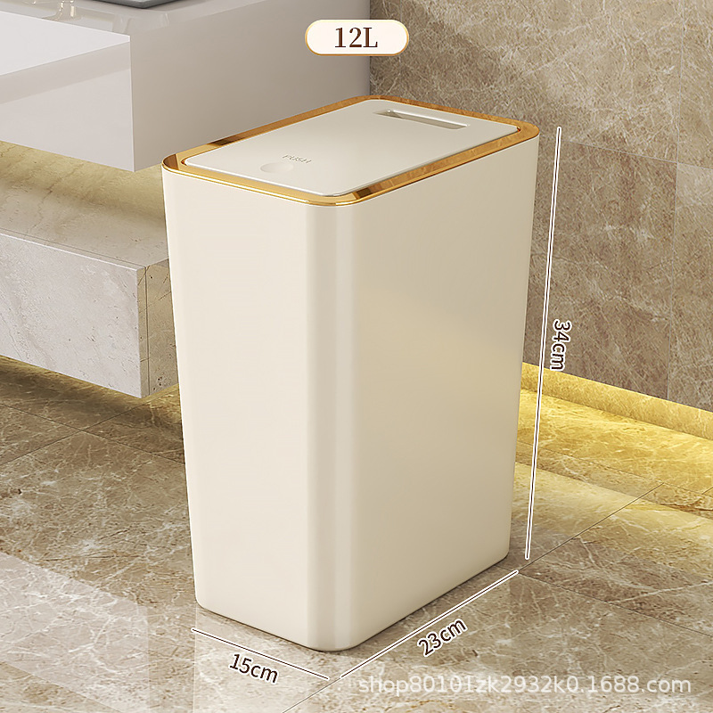 ゴミ箱蓋付き家庭用トイレトイレの狭いサイズの大容量プッシュ式弾蓋型挟みゴミ箱|undefined