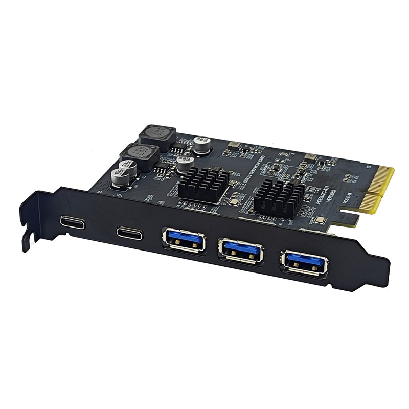 Usb3.2 Expansion Card Gen2 10Gbps Pci-E 4X Adapter Type-C Xiangshuo Asm3142 Chip 5 Ports