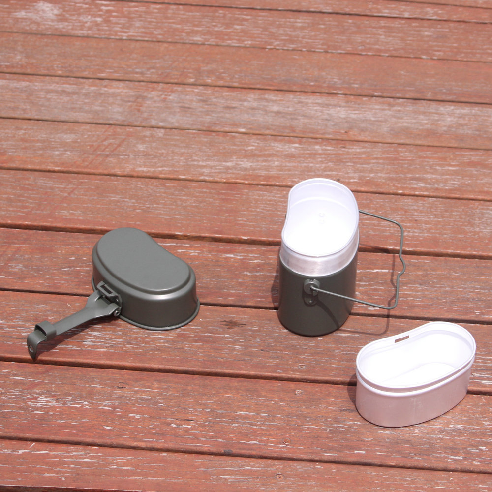 Lonchera de Aluminio Estilo Alemán de Amazon, Tipo 79 del Ejército Alemán, Utensilios de Cocina Portátiles para Acampar al Aire Libre, Vajilla Ligera y Ecológica para Exteriores