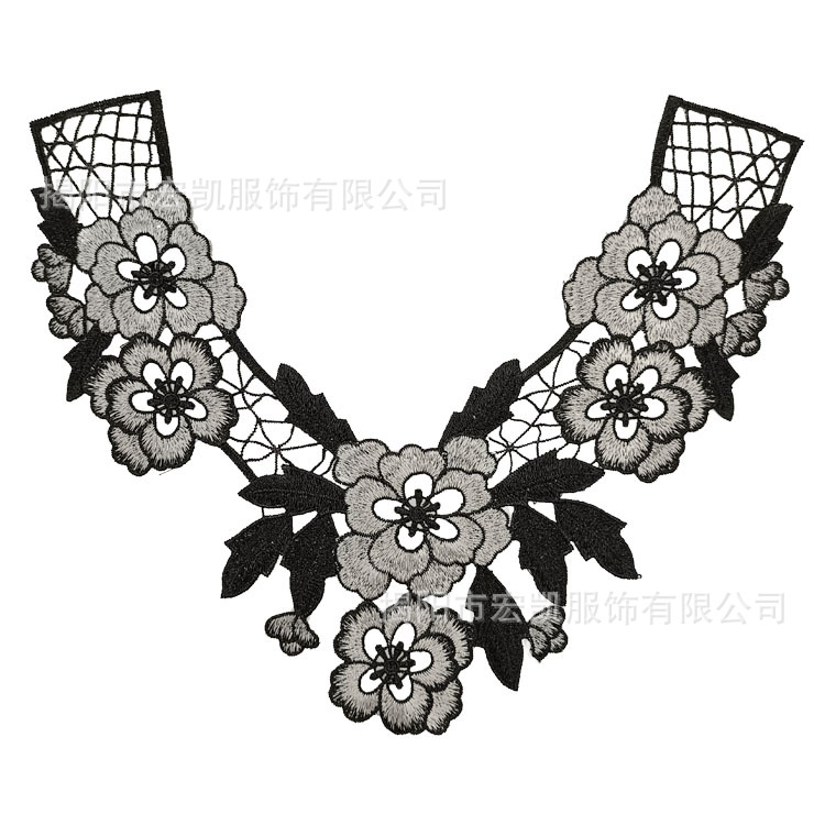 宏凯绣品厂家直销水溶刺绣衣领假领子DIY配件女装领口装饰辅料