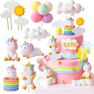 Hot Sale Baking Unicorn Theme Cake Decoration Unicorn Girl Birthday Cake Cartoon Dress Up Plugin