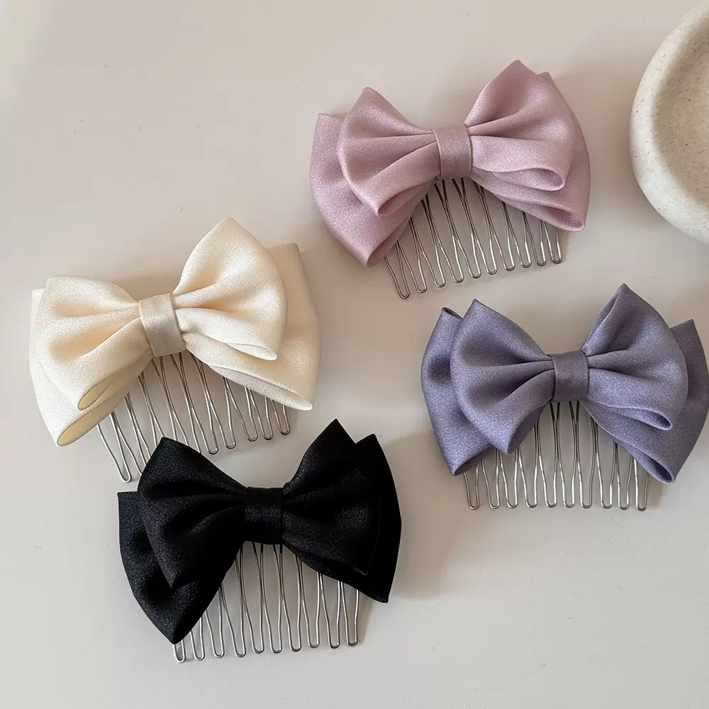 韩国蝴蝶结甜美倒插梳发夹少女前额刘海碎发整理神器发梳可爱发卡