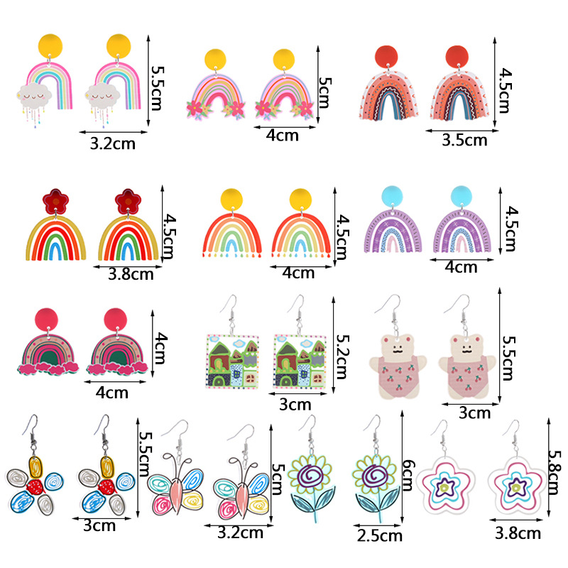 1 Pair Sweet Rainbow Flower Arylic Women's Drop Earrings display picture 1