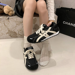 网面透气德训鞋女2025夏季新款厚底内增高百搭轻便休闲阿甘运动鞋