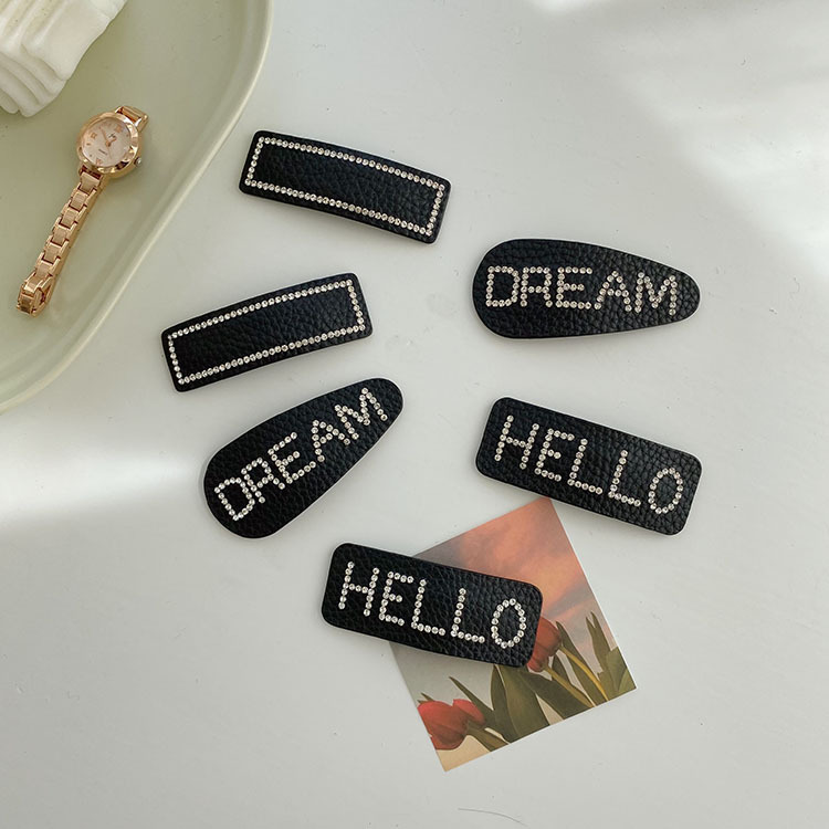 Korean Simple Letter Bb Clip Water Droplet Square Rhinestone Bangs Hairpin Side Clip Wholesale display picture 9